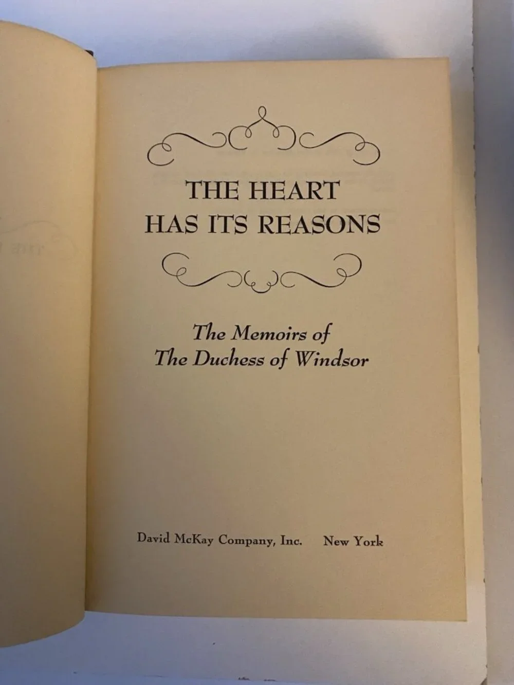 1956 1st US Ed., The Heart Has Its Reasons, Duchess of Windsor (Wallis Simpson)